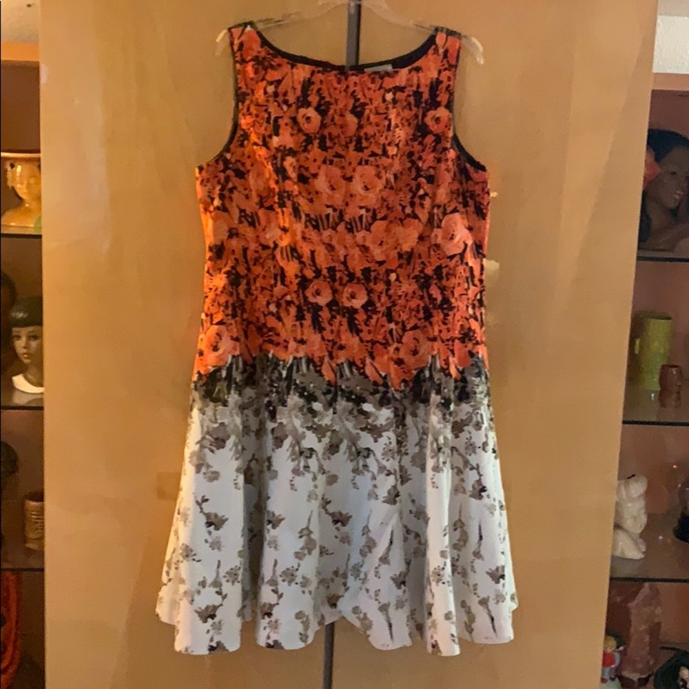 Retro Full Floral Dress - Lined